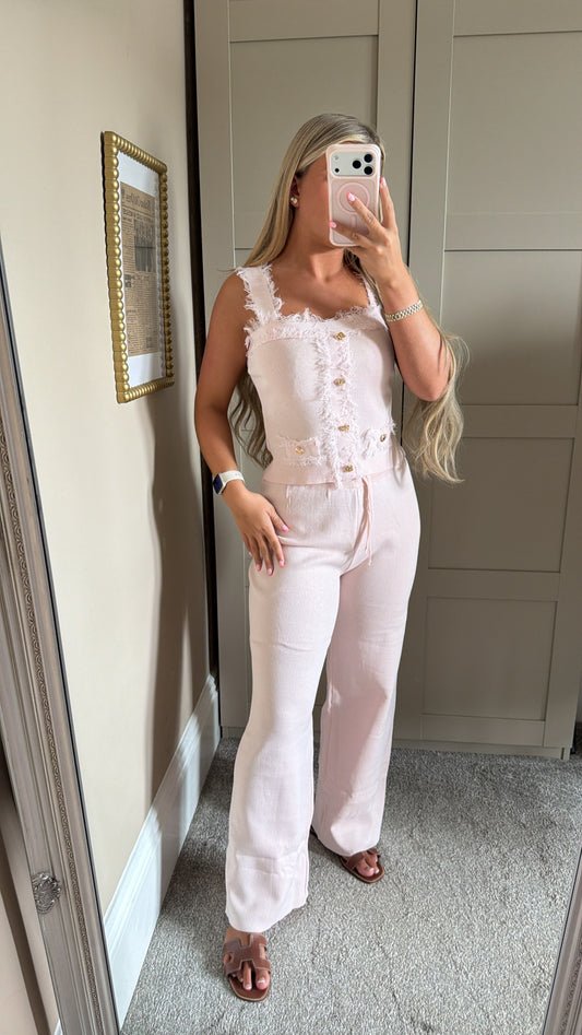 Women’s Pink Frilly Lounge Set