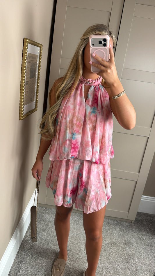 Women’s Pink/Blue Tie-die Playsuit