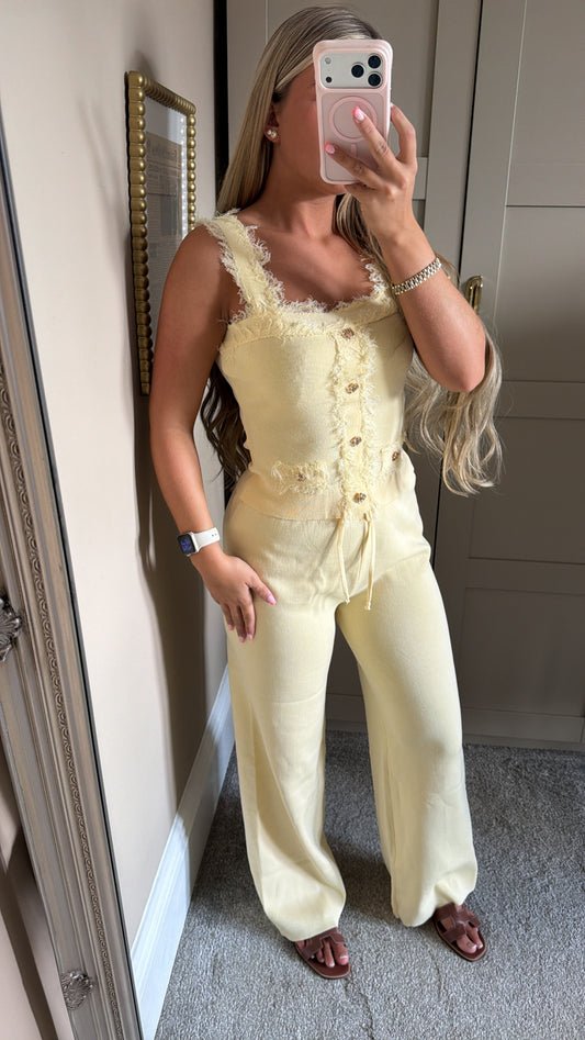Women’s Lemon Frilly Lounge Set
