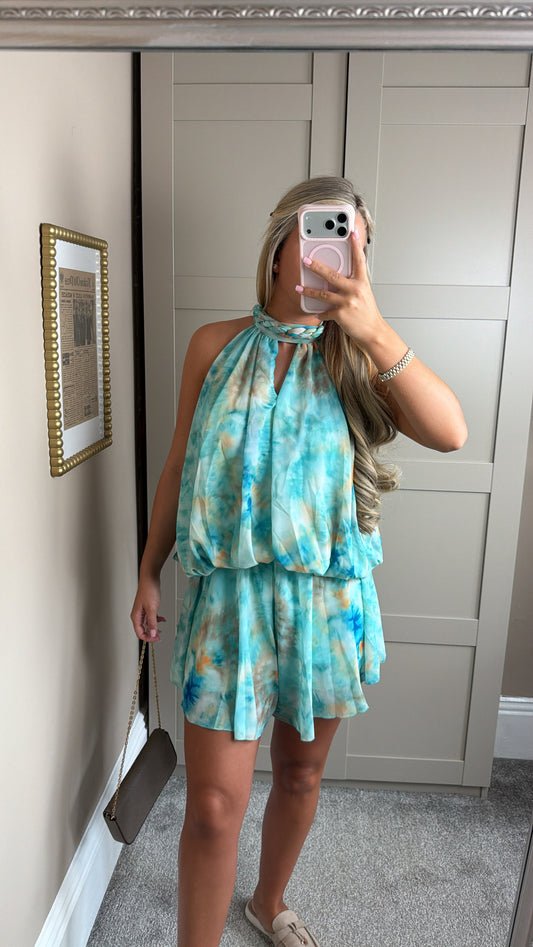 Women’s Blue/Yellow Tie Die Playsuit
